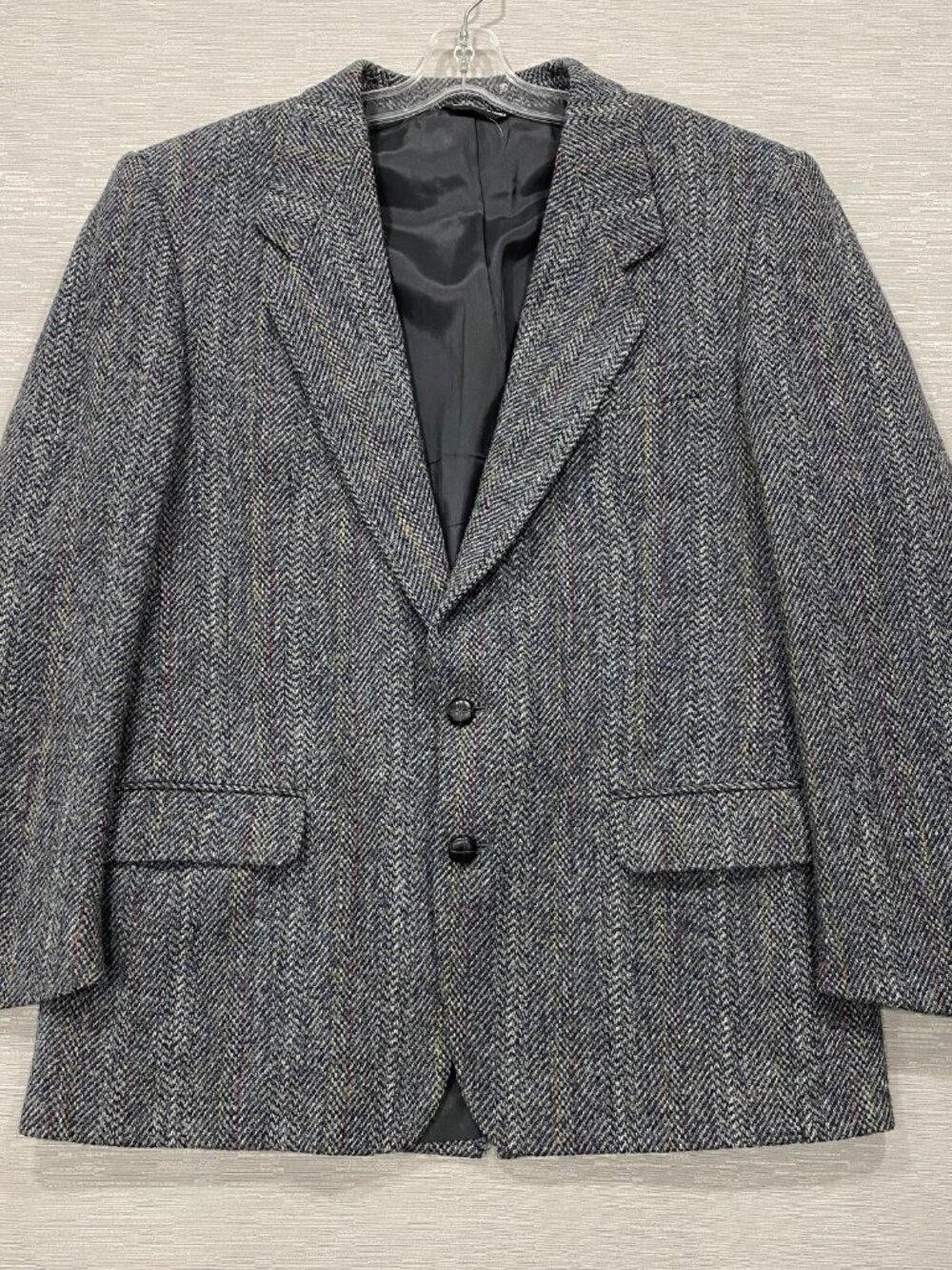 Harris Tweed Vintage Sport Coat Jacket Mens 42 Regular Gray 2 Button Wool